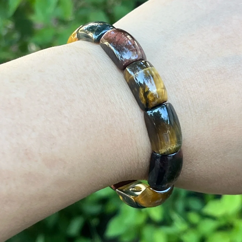 10.5mm stretchable rainbow tiger eye soft‎ bangle